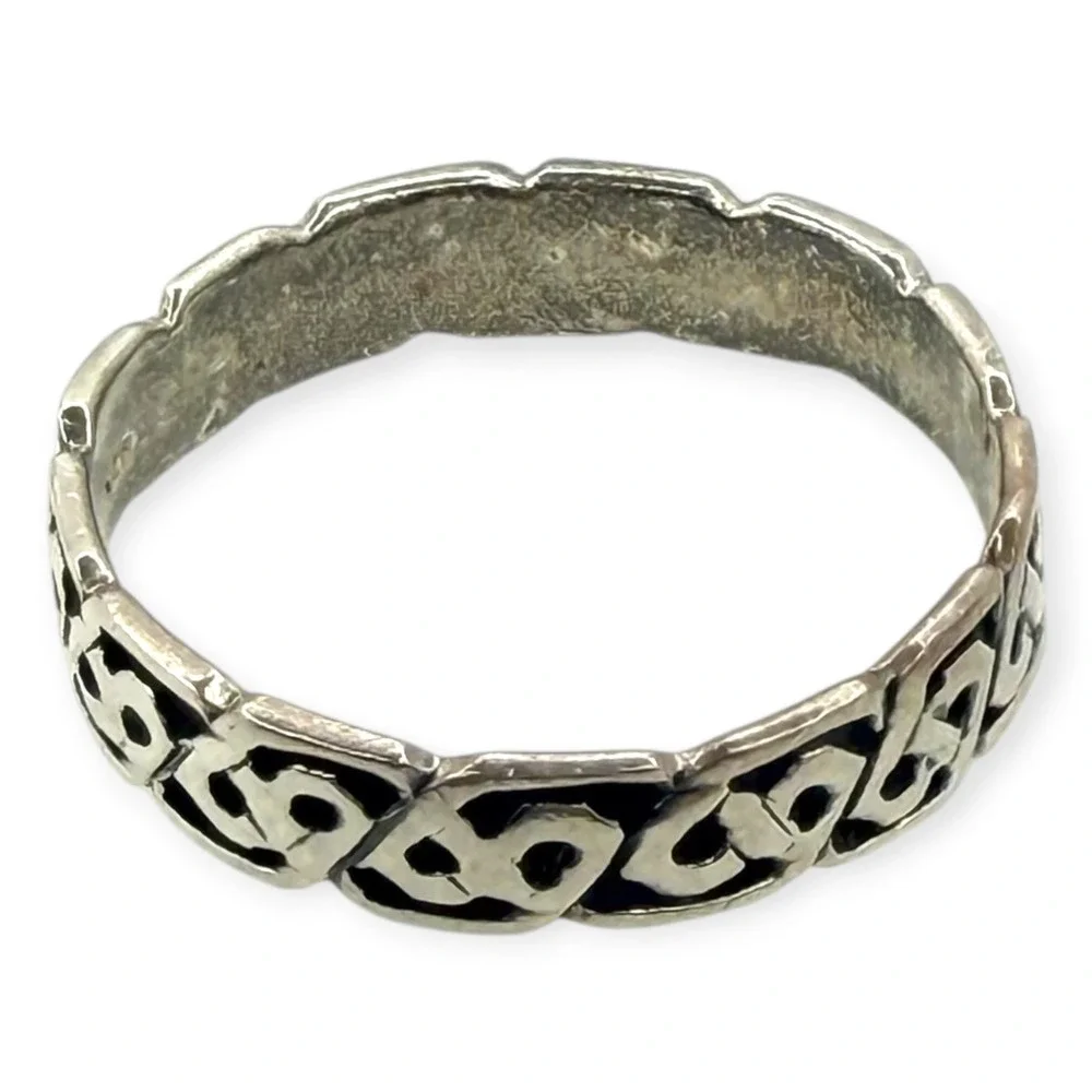 Vintage Band Ring 925 Sterling Silver Size 14 Silver Celtic Knot